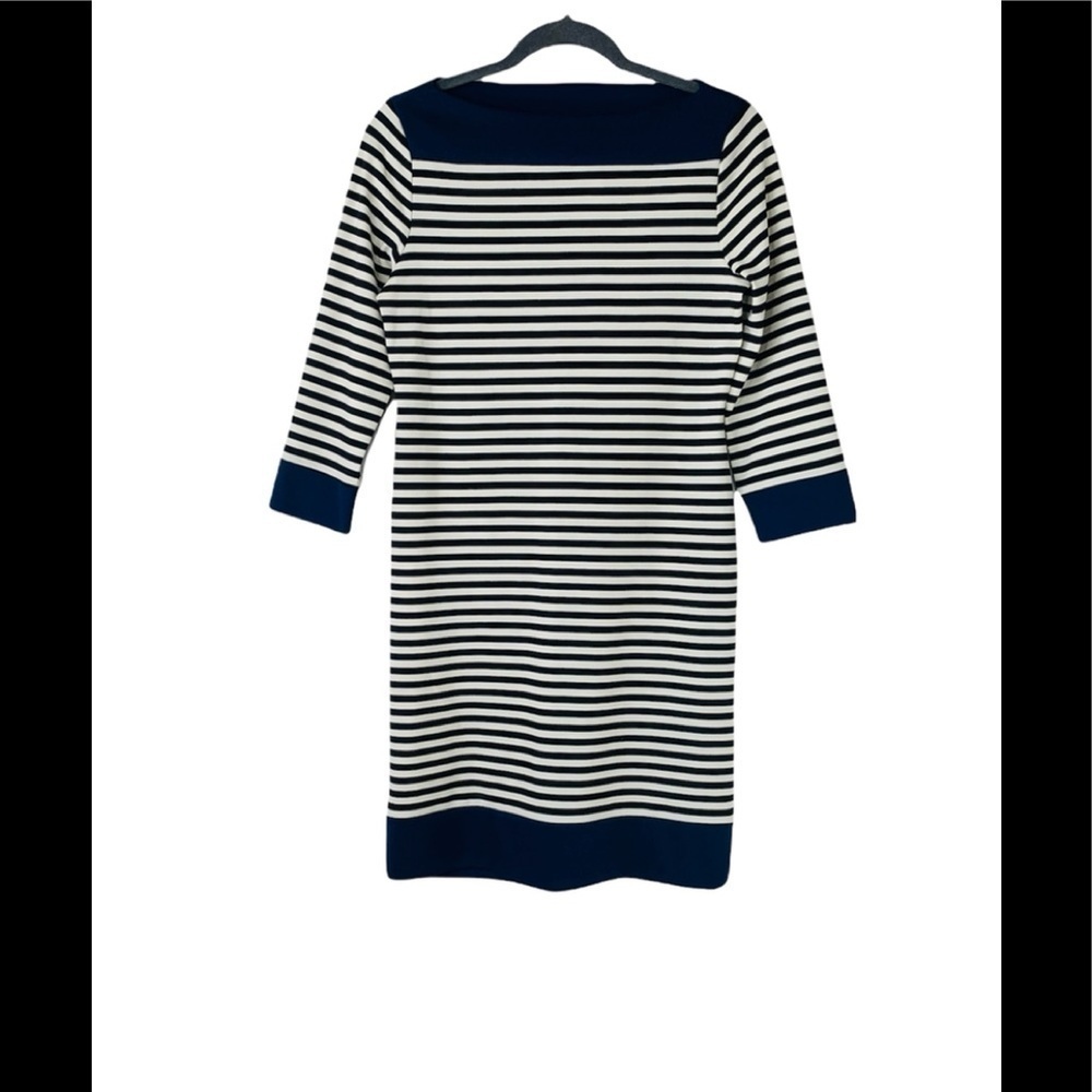 Isaac Mizrahi Navy White Striped Dress Size S